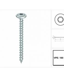 HECO SCHRAUBEN HECO TOPIX Plus Vis à Bois Professionnelle 6.0 X 60 Mm, Filetage Partiel , Tête Ronde Large, T-Drive, Galvanisé Bleu, A3K, 100pcs ( 61063 )