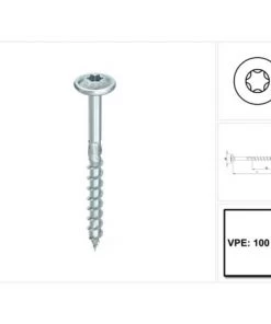 HECO SCHRAUBEN HECO TOPIX Plus Vis à Bois Professionnelle 6,0 X 160 Mm, Filetage Partiel , Tête Ronde Large, T-Drive, Galvanisé Bleu, A3K, 100pcs ( 61167 )