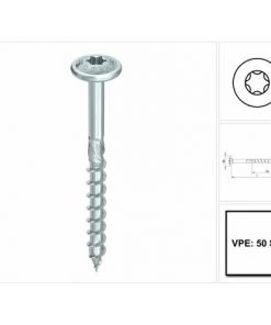 HECO SCHRAUBEN HECO TOPIX Plus Vis à Bois Professionnelle 8,0 X 180 Mm, Filetage Partiel , Tête Ronde Large, T-Drive, Galvanisé Bleu, A3K, 50pcs. ( 61306 )