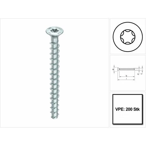 HECO SCHRAUBEN HECO MULTI MONTI Plus F Vis D'ancrage 5,0 X 60 Mm, Vis à Béton, Tête Fraisée, T-Drive, Galvanisée Bleue, A2K, 200 Pcs. ( 54267 ) 4 HECO SCHRAUBEN HECO MULTI MONTI Plus F Vis D'ancrage 5,0 X 60 Mm, Vis à Béton, Tête Fraisée, T-Drive, Galvanisée Bleue, A2K, 200 Pcs. ( 54267 ) – Image 4