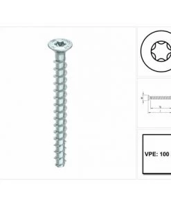 HECO SCHRAUBEN HECO MULTI MONTI Plus F Vis D'ancrage, 7,5 X 60 Mm, Vis à Béton, Tête Fraisée, T-Drive, Zingué Bleu, A2K, 100 Pcs. (2x 48511) -HECO SCHRAUBEN Soldes 2022 57751824 4