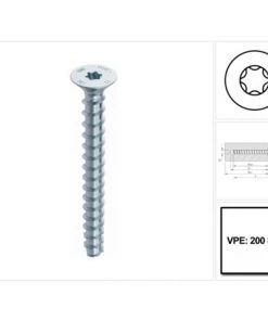 HECO SCHRAUBEN HECO MULTI MONTI Plus F Vis D'ancrage, 6,0 X 60 Mm, Vis à Béton, Tête Fraisée, Zingué Bleu, A2K, 200 Pcs. (2x 48497)